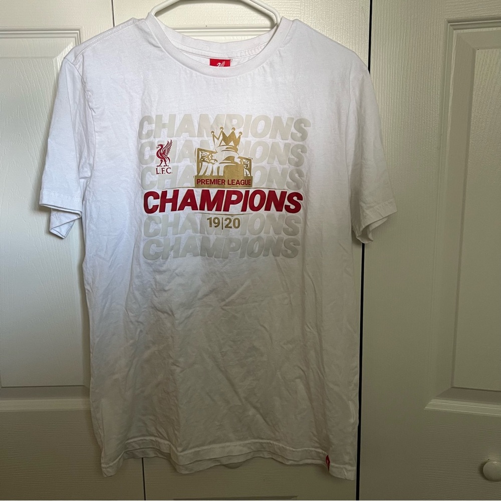 Liverpool FC Premier League 19/20 Champions White Men’s T-Shirt Size Medium